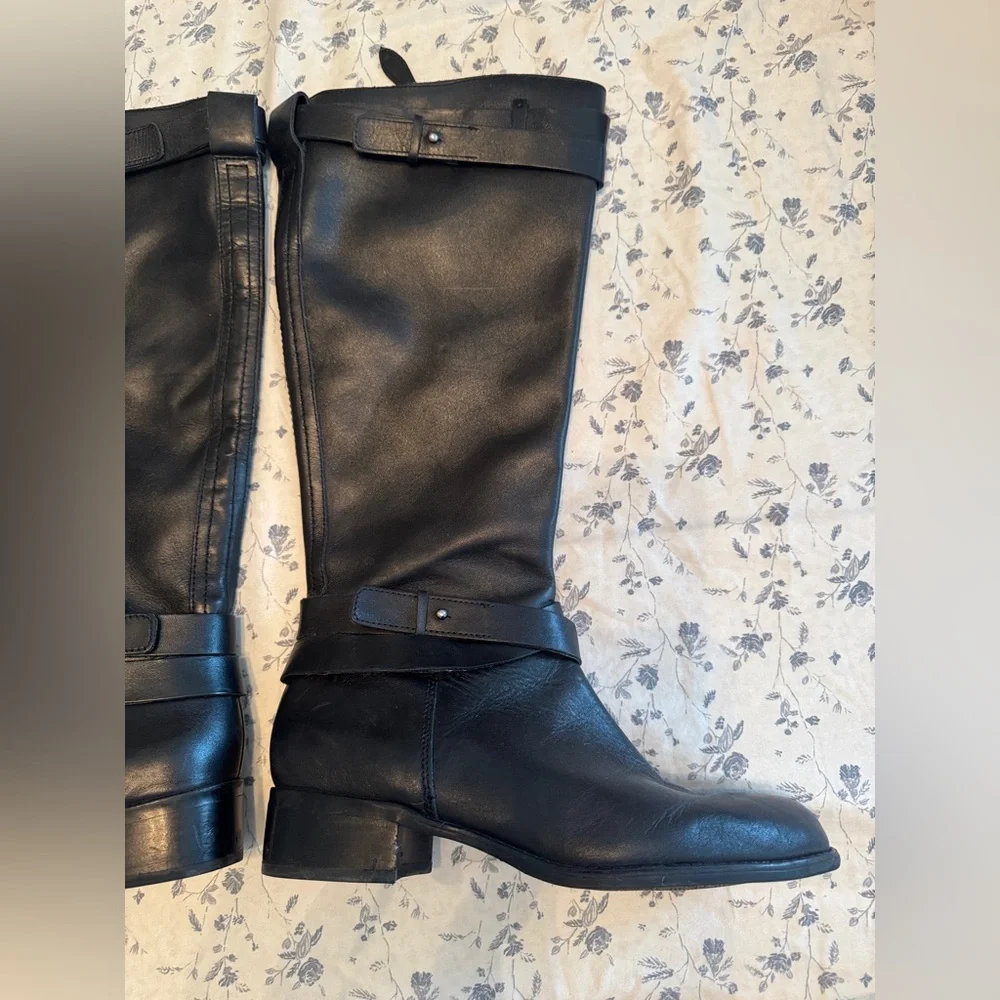 Franco Sarto Black Leather Boots - Picture 3 of 12